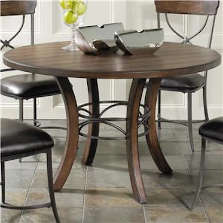 Round Wood Dining Table with Metal Acent Base